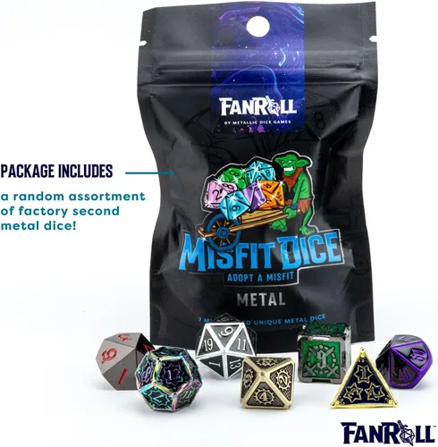 Vista 6 de FanRoll Mystery Misfit Metals: bolsa de 7 dados de metal poliédricos surtidos de 0.630 in