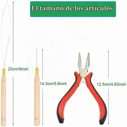 Vista 3 de Juego de herramientas de extensiones de cabello de micro eslabones de 3 Kit de microenlaces de 3 piezas