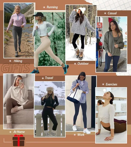 Vista 5 de FULLSOFT Paquete de 3 leggings con forro polar para mujer, de cintura alta, para entrenamiento, invierno, cálidos, pantalones térmicos de yoga