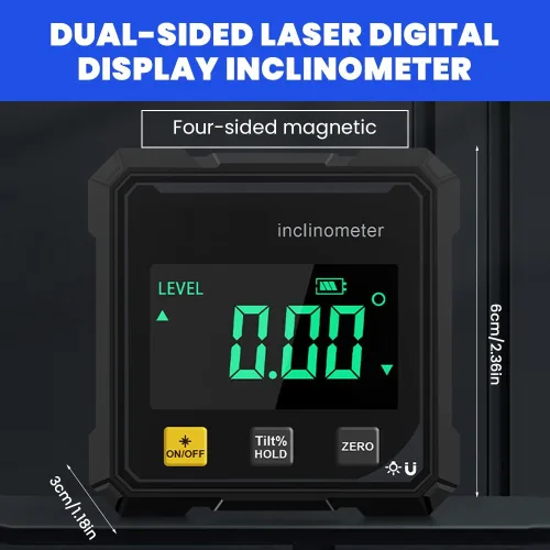 Vista 7 de Saker - Herramienta transportadora digital de ángulo 2026, inclinómetro de alta precisión de 4 × 90° con pantalla LED, medidor de ángulo magnético