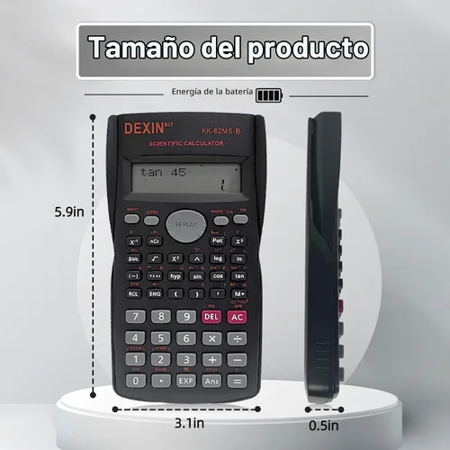 Vista 2 de Calculadora científica de ingeniería de 2 líneas, 16 unidades, calculadoras de bolsillo multifunción de construcción básica, gran pantalla, ideal