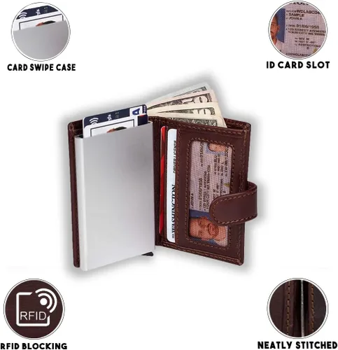 Vista 4 de WILD HOOK Cartera con tarjetero para hombre, cartera con tarjetero para hombre, tarjetero RFID, cartera unisex, billetera inteligente, cartera