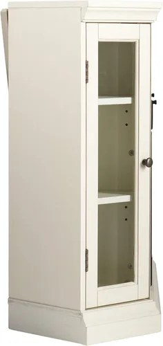 Vista 3 de SEI Furniture Claremont Corner - Chimenea eléctrica convertible con almacenamiento, color marfil