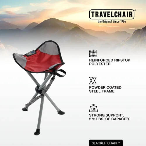 Vista 4 de Travel Chair Slacker Silla trípode para campamento, silla ligera, correa de transporte ajustable para un fácil transporte, patas de pato de gran