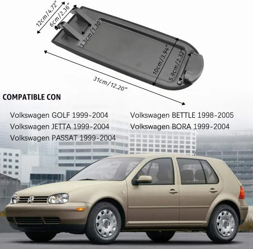Vista 4 de Tapa para reposabrazos de consola central compatible con Volkswagen Beetle 1999-2005 1999-2004 VW Golf Jetta Passat Auto Funda de repuesto