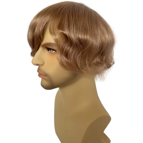 Vista 3 de Voloria Postizo humano virgen europeo para hombre tupé ultra transparente piel fina PU piezas de pelo de repuesto 10"x8" tamaño base #21 color rubio