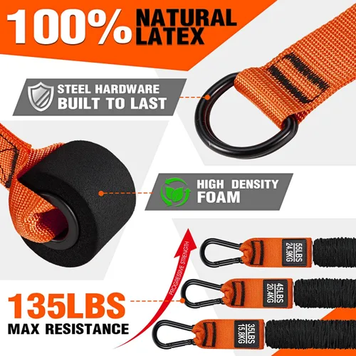 Vista 5 de HPYGN Bandas de resistencia para entrenamiento de brazos, bíceps, tríceps, espalda, abdominales, hombros, bandas de ejercicio resistentes con asas