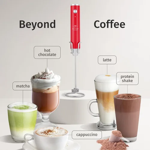 Vista 225 de Zulay Milk Boss Espumador de leche potente manual, hace espuma para latte, batidor para mezclar bebidas, café, miniespumador para capuchino, frappé