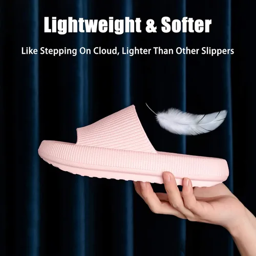 Vista 3 de rosyclo Pantuflas con sensación de nube para mujeres y hombres, pantuflas acolchadas para la ducha, sandalias de baño, máxima comodidad, ligeras