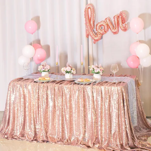 Vista 90 de Manteles redondos de lentejuelas negros para fiestas, de 121,9 cm, mantel redondo de purpurina ajustado, pequeño, lindo y dulce, para boda
