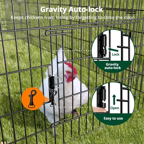 Vista 2 de PawGiant Gallinero Corral para Pollos para Patio con Cubierta 130"×40"×40" Tractor de Pollos Portátil de Metal Exterior Jaula Recinto Caja Afuera
