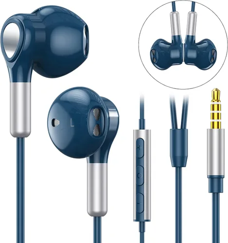 Vista 2 de Auriculares con cable, auriculares intrauditivos con cable, auriculares de medio oído, conector de 0.138 in, auriculares con cable con micrófono