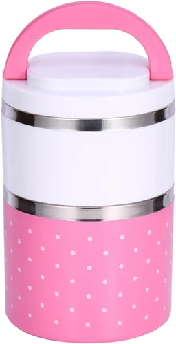 Vista 6 de Aramox Caja de almuerzo térmica de aislamiento de acero inoxidable de 2 capas Contenedor de comida Caja de almuerzo de compartimento caliente Cajas