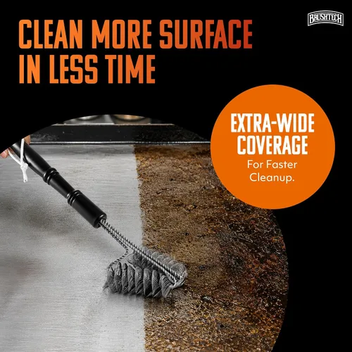 Vista 2 de Brushtech Cepillo de plancha XL – Herramienta de limpieza resistente sin cerdas con resortes de alambre de acero inoxidable trenzados dobles, lazo