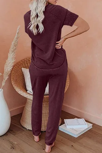 Vista 3 de AUTOMET Womens 2 Piece Outfits Pajamas Sets Summer Lounge Sets Loungewear Sweatsuits with Sweatpants