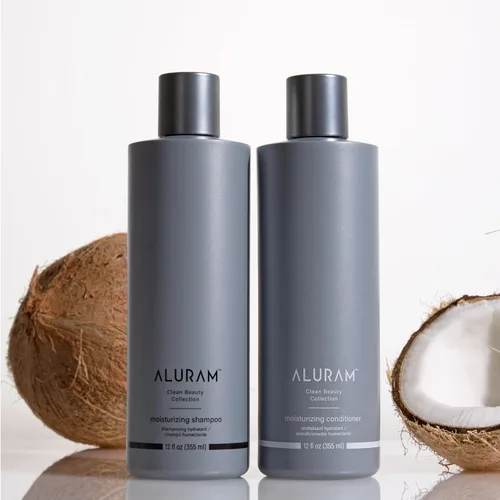 Vista 3 de Aluram Acondicionador hidratante de agua de coco para hombres y mujeres, hidratación limpia y brillo para cabello texturizado medio a grueso