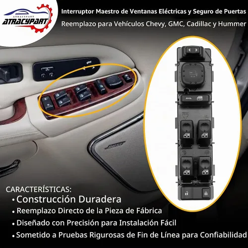Vista 3 de Interruptor de ventana maestro 15883320, apto para Chevy GMC Cadillac 2003