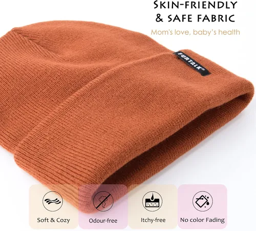 Vista 2 de FURTALK - Gorro tejido de invierno para niños y niñas gorros de punto