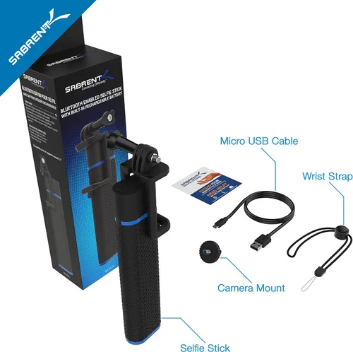 Vista 8 de SABRENT Bluetooth Selfie Stick con cargador de batería incorporado de 5200mAh (GR-SSTK)