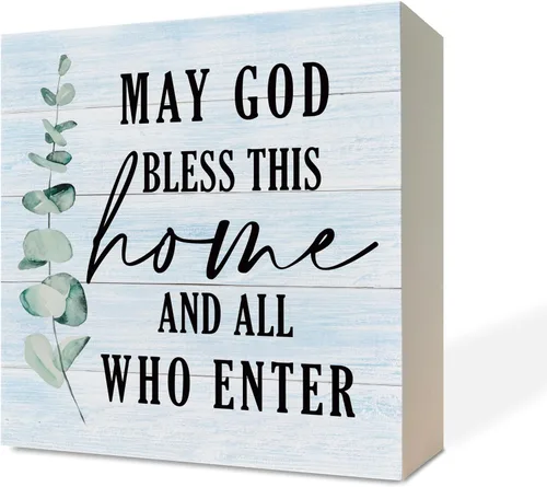 Vista 39 de Letreros de madera cristianos, letreros de madera con versículos bíblicos 1 Corintios 13:4-8, letreros de caja para decoración de mesa, decoración