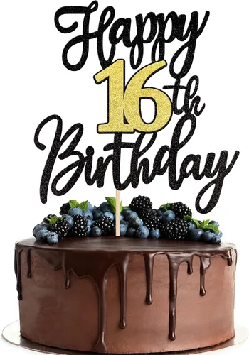 Vista 13 de 1 PCS Decoración para Pastel Feliz Cumpleaños Número 10 Negro Dorado con Purpurina Brindis por 10 Años Selección de Pastel de Cumpleaños 10 Fabuloso