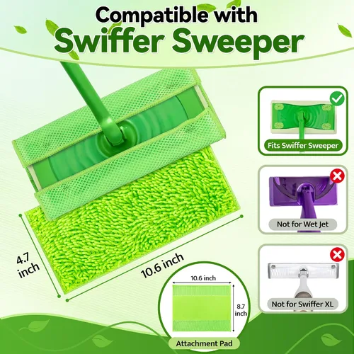 Vista 2 de FIXSMITH Almohadillas reutilizables para mopa compatibles con Swiffer Sweeper y todas las trapeadoras planas de 10 a 12 pulgadas, paquete de 8