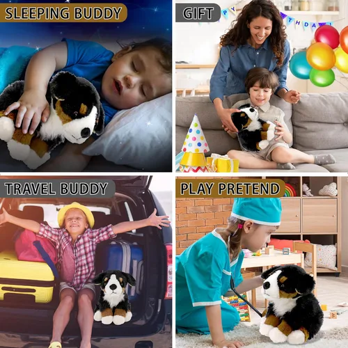 Vista 4 de DolliBu - Peluche de perro de montaña bernés, súper suave, juguete de peluche para mascotas, regalo para niños, adolescentes y adultos, 8 pulgadas