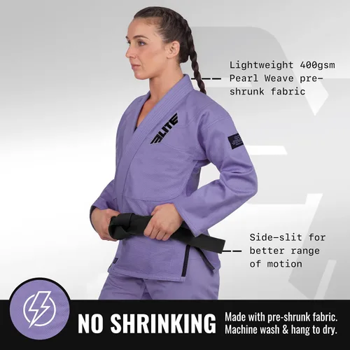 Vista 2 de Elite Sports Ultra-light BJJ GI - IBJJF Jiu-Jitsu GI para niñas y mujeres ver guía especial de tallas