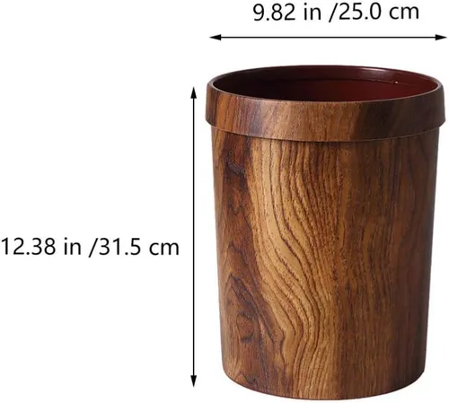 Vista 6 de BESPORTBLE Bote de basura para madera, marrón claro, plástico, parte superior abierta, 13 x 13 x 12 pulgadas