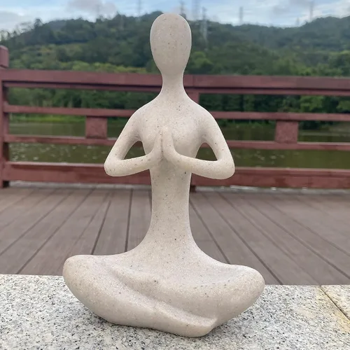 Vista 6 de Figura de yoga para el hogar, estatua de yoga budista zen, escultura de estatua de yoga Namaste, decoración interior y exterior para cumpleaños, día