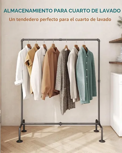 Vista 4 de OROPY - Perchero industrial de tubo para ropa de pie independiente, perchero desmontable de alta resistencia con 4 pies estables para exhibición