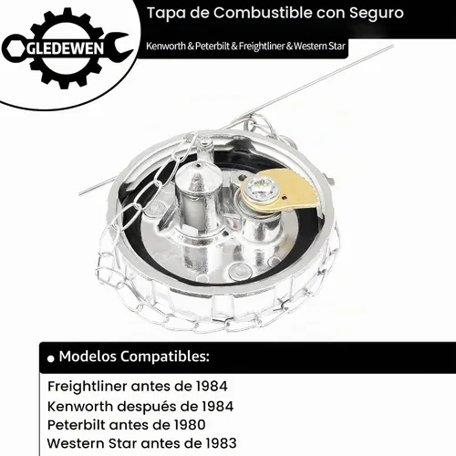 Vista 2 de Tapa de combustible de bloqueo (1 unidad), Compatible con Kenworth Peterbilt Freightliner Western Star, rosca de 3 1/2 pulgadas, ventilada de 5.5