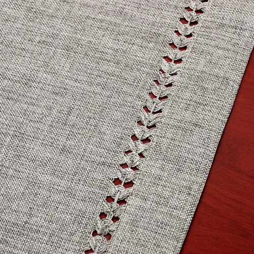 Vista 2 de Grelucgo Juego de 4 manteles individuales decorativos hechos a mano con punto vainica, color gris, rectangular, 12 x 18 pulgadas