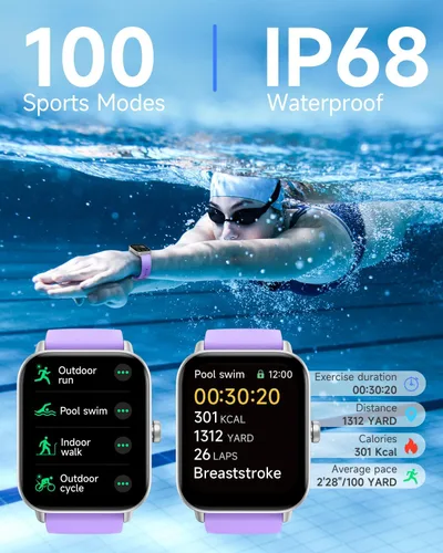 Vista 9 de TOOBUR Reloj inteligente para mujer con Alexa integrado, 1.8 pulgadas, compatible con Android iOS, responder y hacer llamadas, contador de pasos