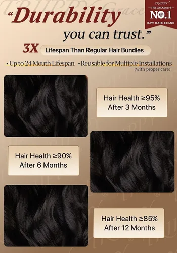 Vista 7 de TRIIPPY Paquetes de Ondas Corporales de Cabello Humano, 100% Cabello Camboyano Crudo Ondulado 3 Paquetes, Triple la Vida Útil Comparado con Paquetes