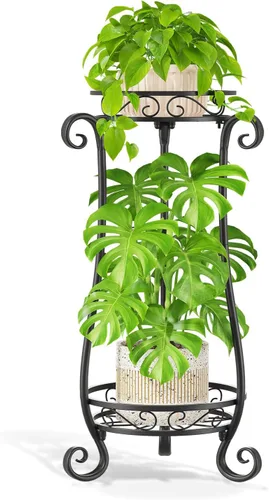 Vista 26 de LASZOLA 3 Tiers Metal Corner Plant Flower Stand Tall Indoor Outdoor, Bronze Bronce