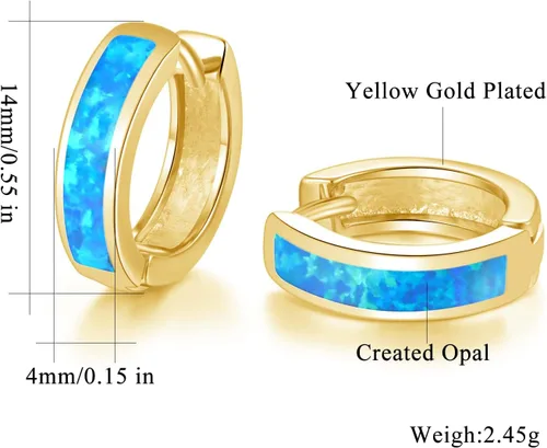 Vista 98 de CiNily Aretes Huggie de ópalo con bisagras, chapados en oro, hipoalergénicos, pequeños aretes de aro para mujeres, adolescentes, niñas, hombres