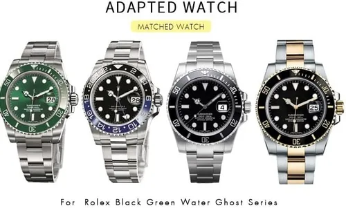 Vista 3 de Wscebck Correa de reloj de acero inoxidable 316L de alta calidad de 0.787 pulgadas, con extremo curvado, ajuste para Rolex Submariner, correa