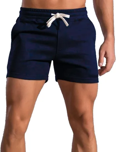 Vista 7 de Pantalones cortos de algodón de 5.5/7 pulgadas para hombre, pantalones cortos de entrenamiento de algodón con bolsillos