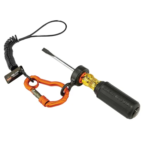 Vista 7 de Cordón para herramientas en espiral con extremo de bucle y mosquetón, capacidad de peso de la herramienta 2 libras, Ergodyne Squids 3156, negro