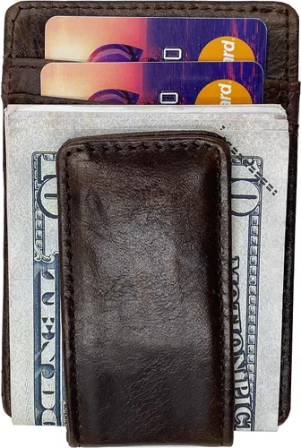 Vista 4 de broche para dinero, cartera con bolsillo frontal, cartera minimalista, para hombre