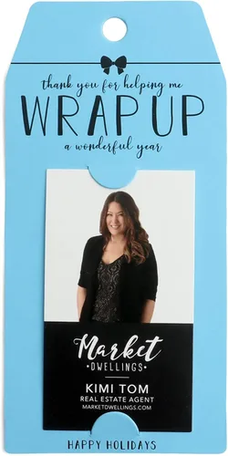 Vista 4 de Vertical "Thank You for Helping Me Wrap Up a Wonderful Year" Gift Tag Happy Holidays Pop By Gift Tag 10-GT005