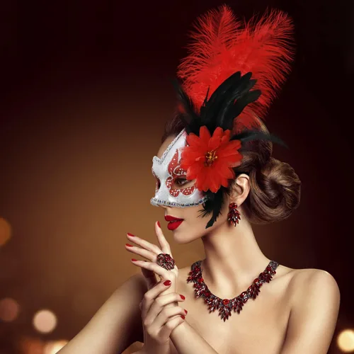 Vista 3 de Coddsmz Máscara de mascarada estilo veneciano con diamantes de imitación de cristal, vestido de princesa