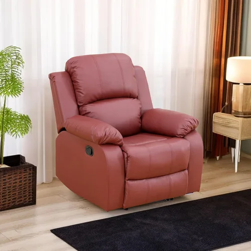 Vista 16 de Sofá reclinable manual de cuero para muebles de sala de estar, sofá reclinable de 78 pulgadas con mesa abatible, portavasos y sofá de cuero