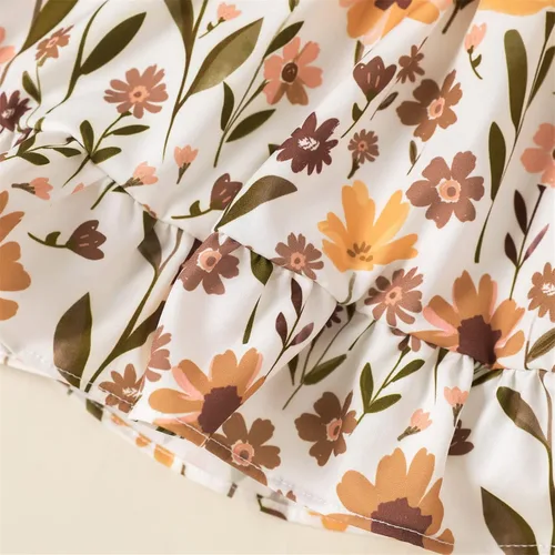 Vista 5 de PATPAT Vestido de verano para niñas con girasol, manga con volantes, casual, vestido de playa, falda de princesa, vestidos de verano