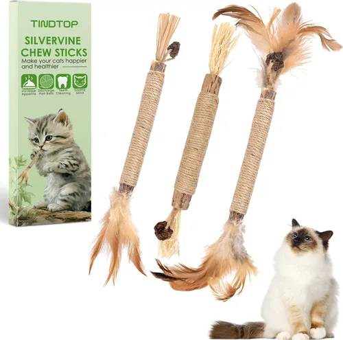 Vista 9 de TINDTOP Silvervine - Palitos masticables para gatos, paquete de 10 juguetes