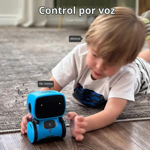 Vista 5 de GILOBABY - Robot inteligente, control táctil y de voz juguete interactivo para niños de 3 a 5 años Interactive & Smart, Touch & Voice Control Azul