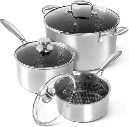 Vista 8 de MICHELANGELO Cacerola de 1 cuarto de galón con tapa, sartén de acero inoxidable de triple capa premium con tapa, cacerola pequeña