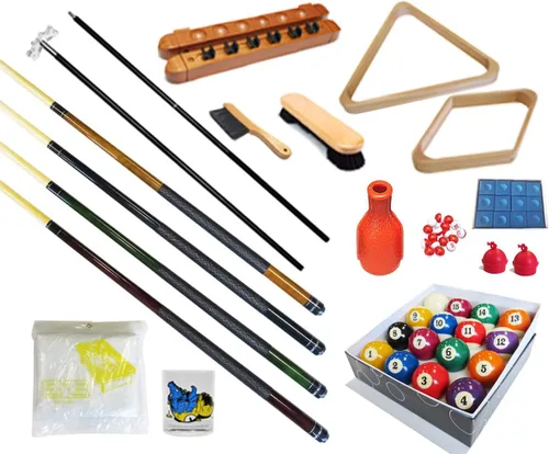 Vista 2 de Mesa de billar – Kit de accesorios de 32 piezas de billar – Palos de billar de billar – Juegos de bolas de puente