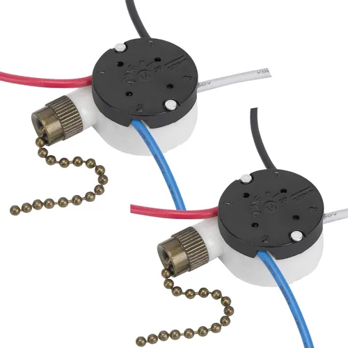 Vista 7 de Interruptor de ventilador de techo Zing Ear ZE-208s E89885 de 3 velocidades con 4 cables, interruptor de cadena de tracción, interruptor de luz
